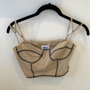 Corset style tan and beige crop top from princess Polly